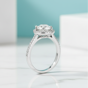 Round-cut 1.25 ct Diamond Halo Engagement Ring-Evani Jewelry