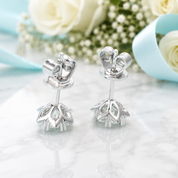 Round Diamond Option Stud Earrings with Snowflake