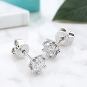 Round Diamond Option Stud Earrings with Snowflake