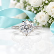 Round Diamond Option Snowflake White Gold Engagement Ring