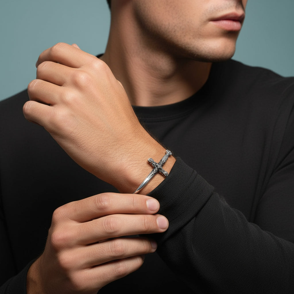 Royal Ornamentation Sword Vintage Bangle-Evani Jewelry