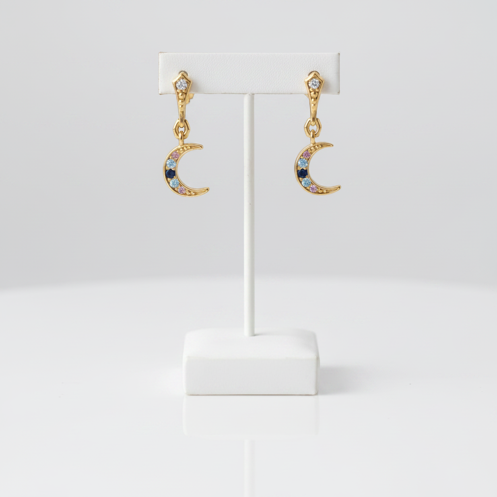 Royalty Moon Golden Drop Earrings