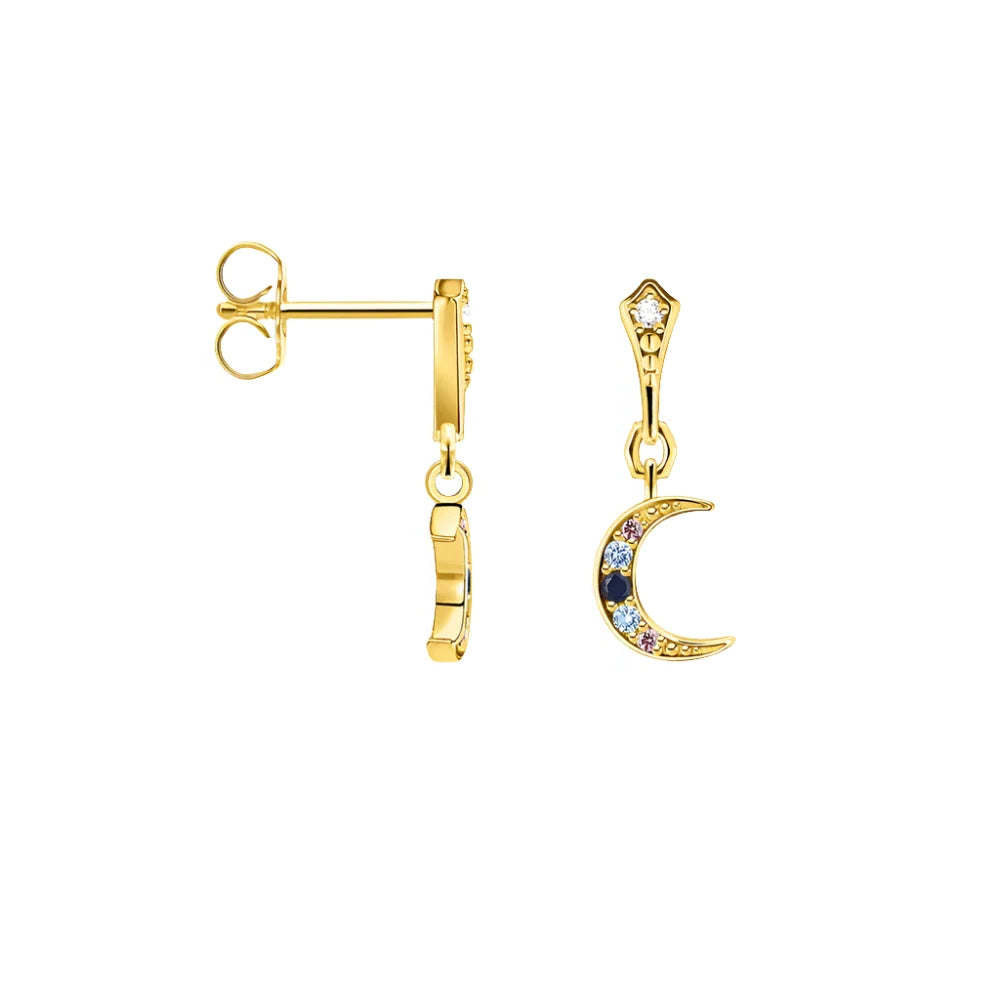 Royalty Moon Golden Drop Earrings-Evani Naomi Jewelry