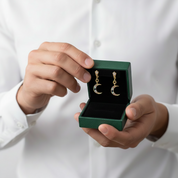 Royalty Moon Golden Drop Earrings