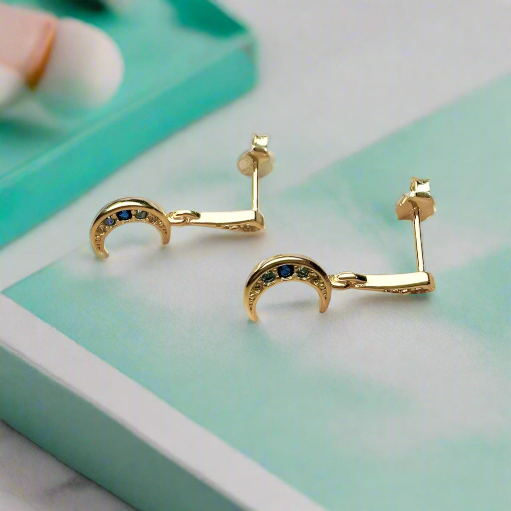 Royalty Moon Golden Drop Earrings-Evani Naomi Jewelry