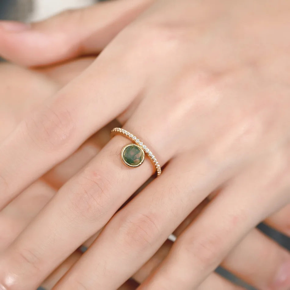 ALLNOEL 925 Sterling Silver Rings For Women Natural Natural 6*6mm Moss Agate Gemstone Wedding Gift Elegant Jewelry Free Shipping - Evani Naomi Jewelry