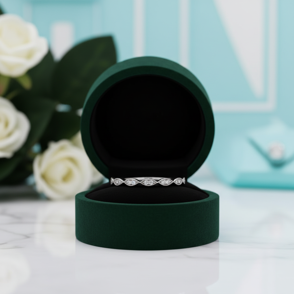 Scalloped Round Diamond OptionStackable Wedding Band - Evani Naomi Jewelry