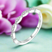 Scalloped Round Diamond Stackable Wedding Band-Evani Naomi Jewelry