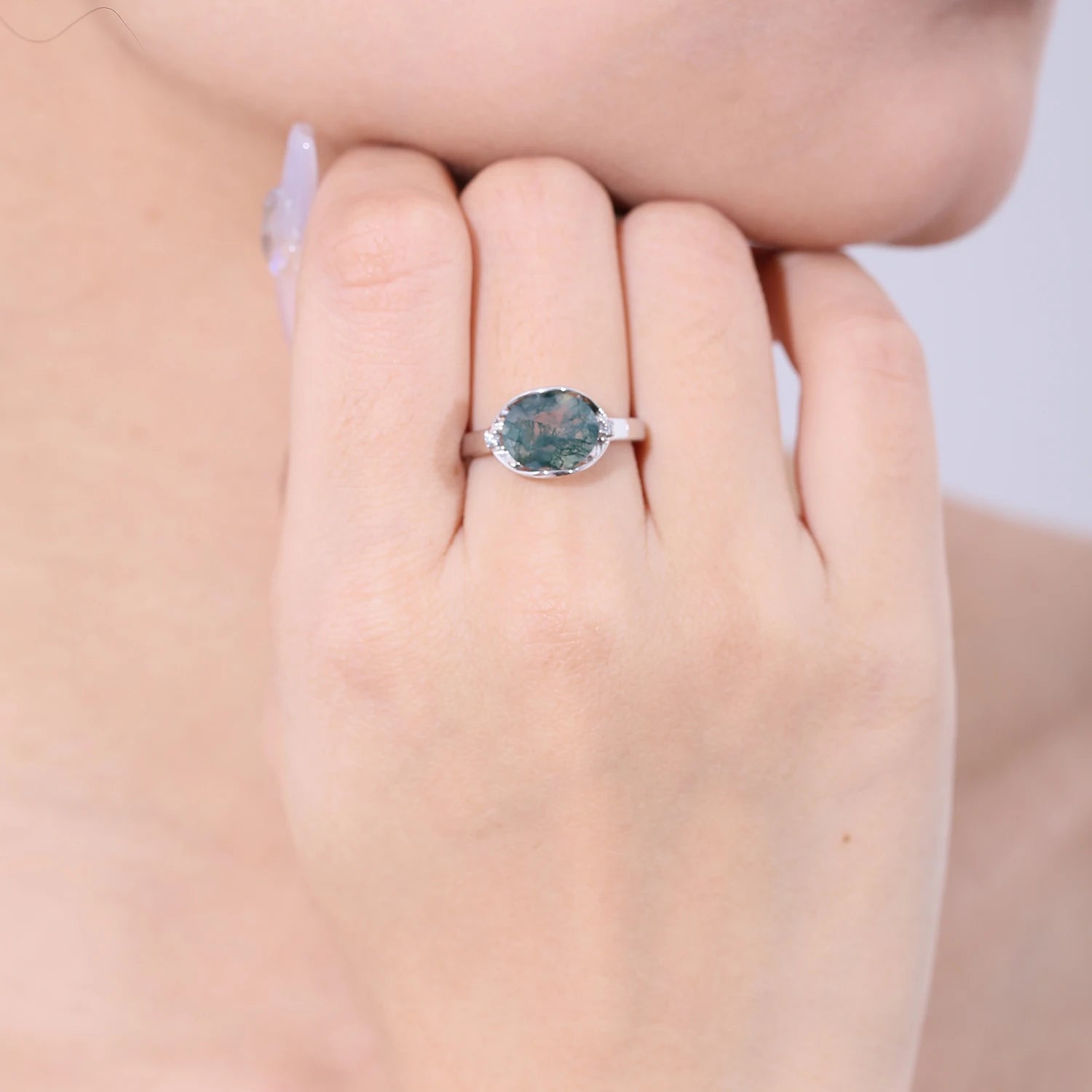 Stardust Romance- Natural Moss Agate Gemstone Ring - Evani Naomi Jewelry