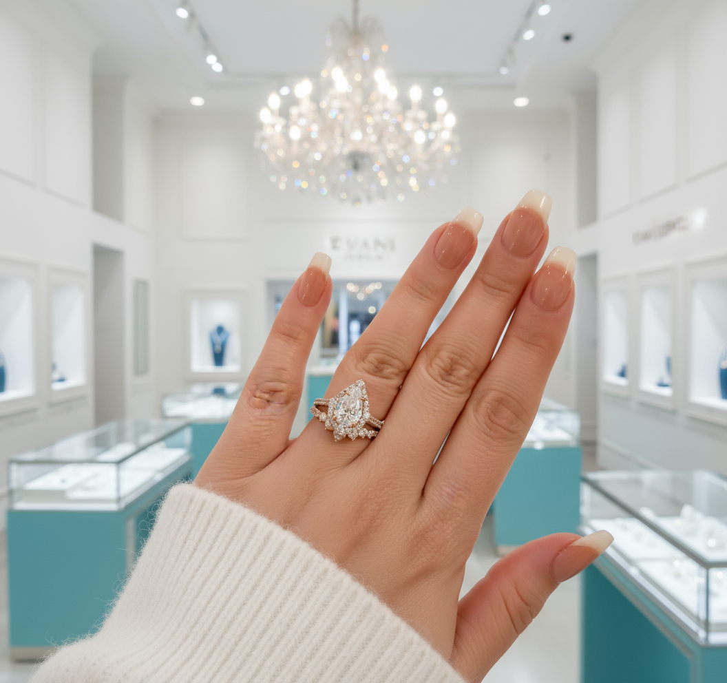 Elegant Pear Cut 2.20 Carat Halo Vintage Style Diamond Bridal Ring Set-Evani Jewelry