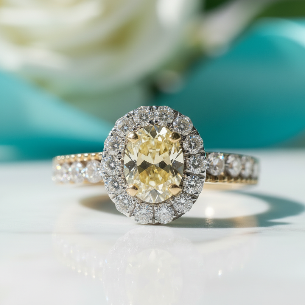 18K White Gold Engagement Ring with 0.5 Ct Natural Diamond OptionTopaz Birthstone - Evani Naomi Jewelry