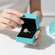 18K White Gold Engagement Ring with 0.5 Ct Natural Diamond Topaz Birthstone