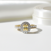 18K White Gold Engagement Ring with 0.5 Ct Natural Diamond Topaz Birthstone