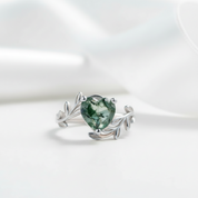 Masterpiece of Affection- Natural Green Moss Agate Rings