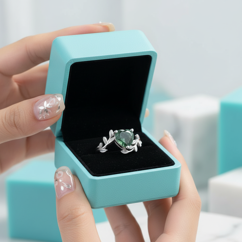 Masterpiece of Affection- Natural Green Moss Agate Rings