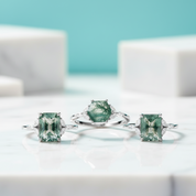 Enchanted Path- Leaf Branch Unique Natural Moss Agate-Evani Jewelry