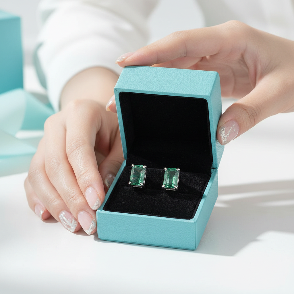 Eternal Commitment- Geometric Moss Agate Stud Earrings - Evani Naomi Jewelry