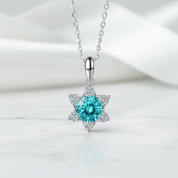 1.0 Ct Turquoise Round Snowflake Pendant Necklace