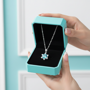 1.0 Ct Turquoise Round Snowflake Pendant Necklace