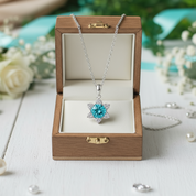 1.0 Ct Turquoise Round Diamond Snowflake Pendant Necklace
