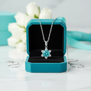 1.0 Ct Turquoise Round Snowflake Pendant Necklace-Evani Jewelry