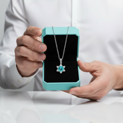 1.0 Ct Turquoise Round Snowflake Pendant Necklace