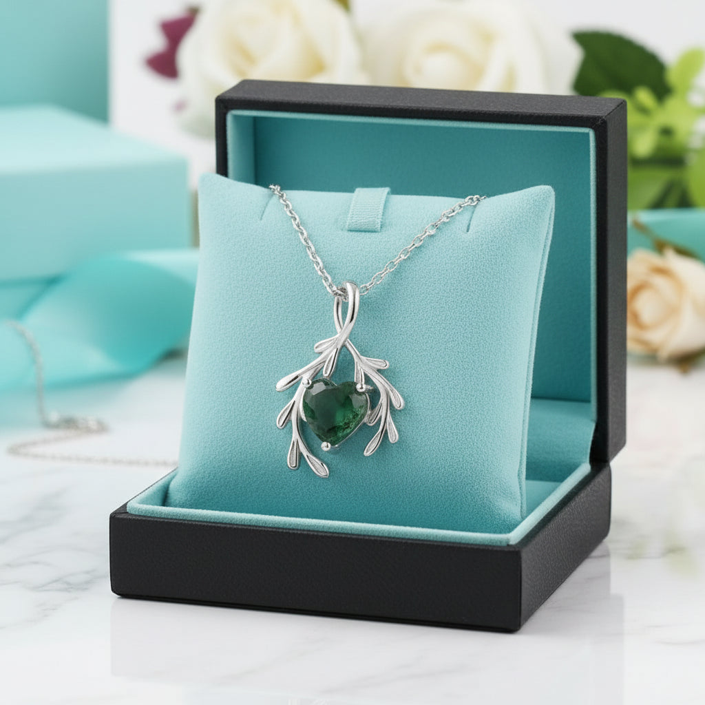 Seal of Our Solace- Natural Unique Boho Leaf Branch Moss Agate Pendant Necklace-Evani Jewelry
