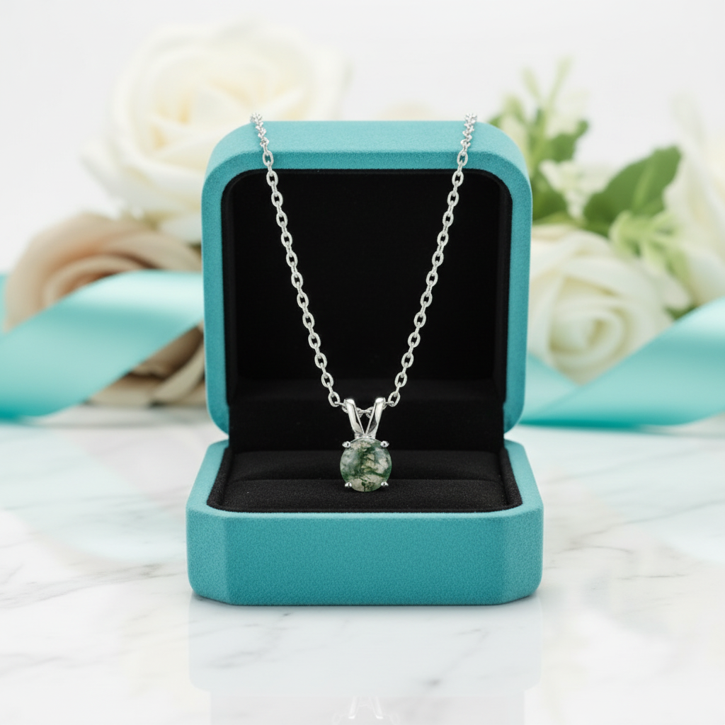 Promise of Forever- Moss Agate & Alexandrite Pendant Necklace - Evani Naomi Jewelry