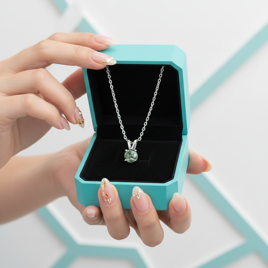 Promise of Forever- Moss Agate & Alexandrite Pendant Necklace