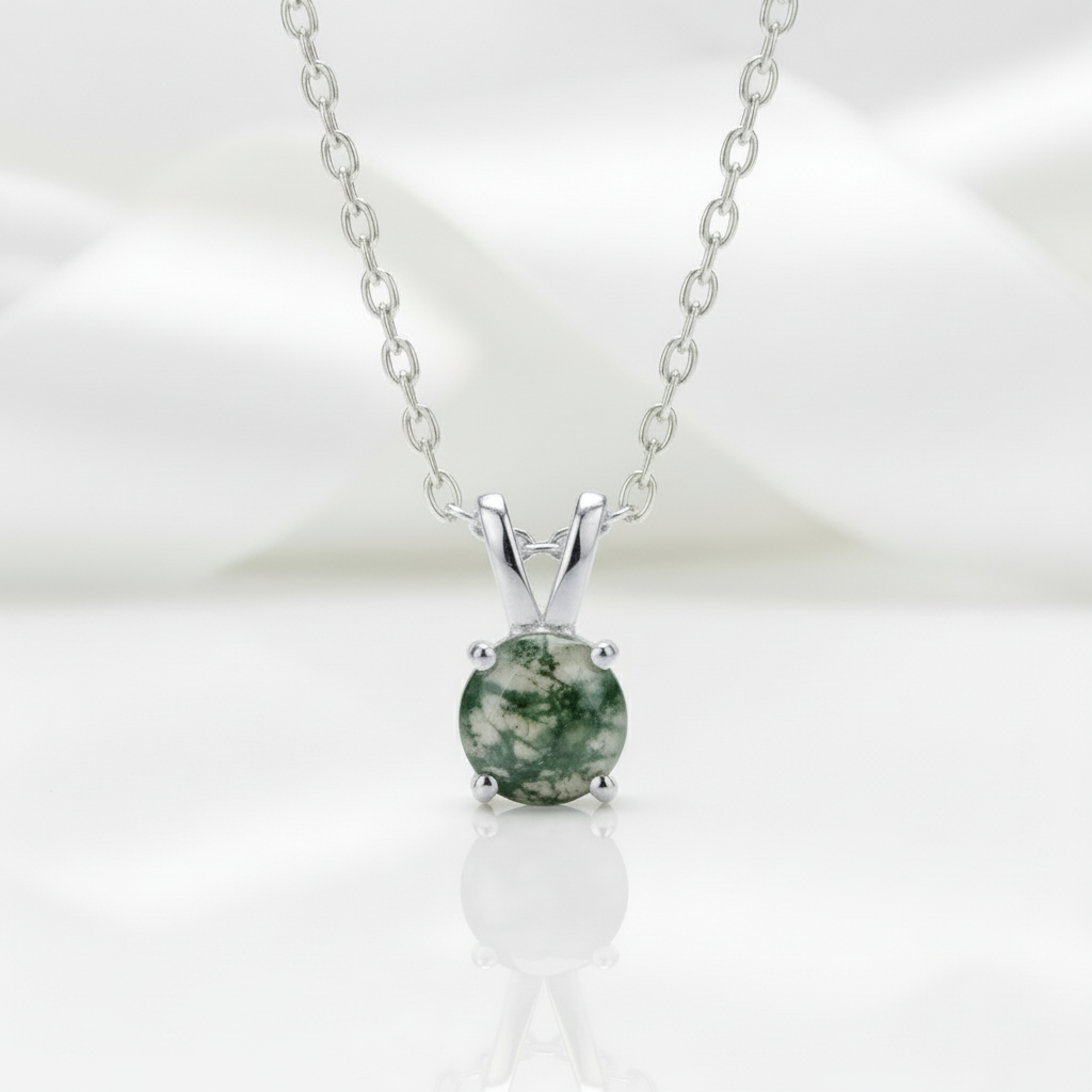 Promise of Forever- Moss Agate & Alexandrite Pendant Necklace