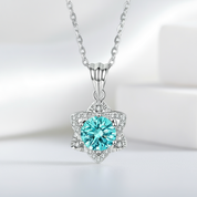 1.0 Ct Round Cut Turquoise Star Pendant Necklace-Evani Jewelry