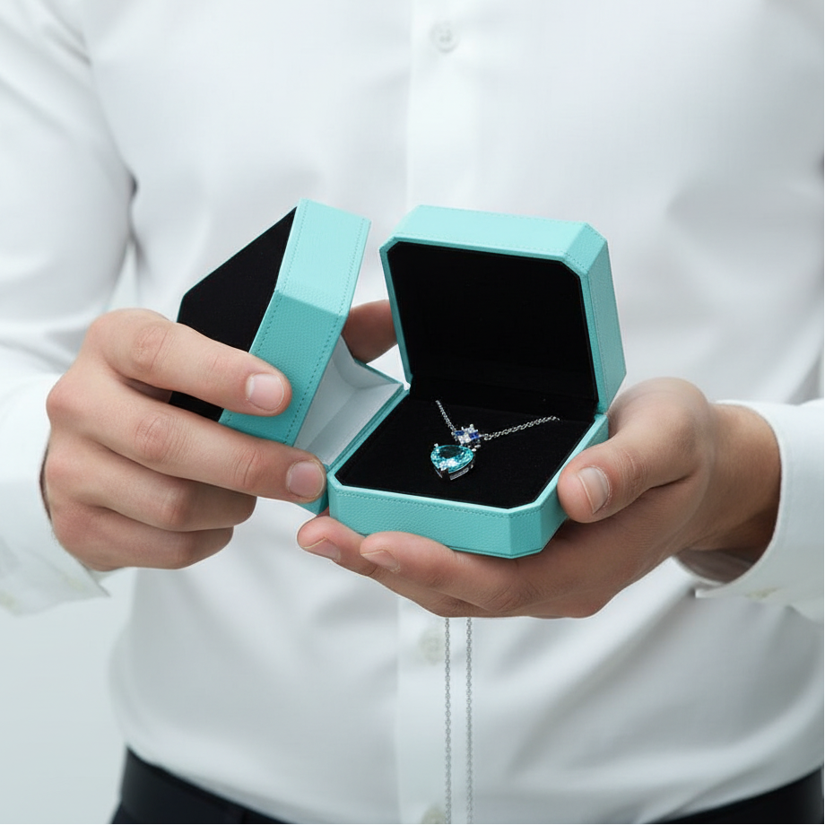 2.0 Ct Turquoise Heart Shape Pendant Necklace