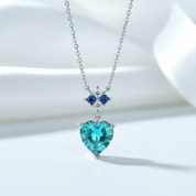 2.0 Ct Turquoise Heart Shape Pendant Necklace