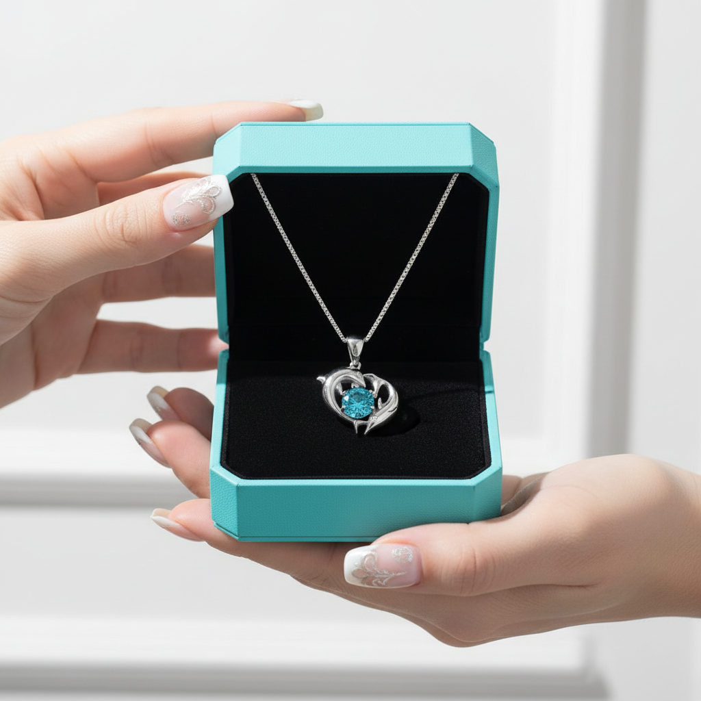 Turquoise Dolphin Love with Chain Necklace