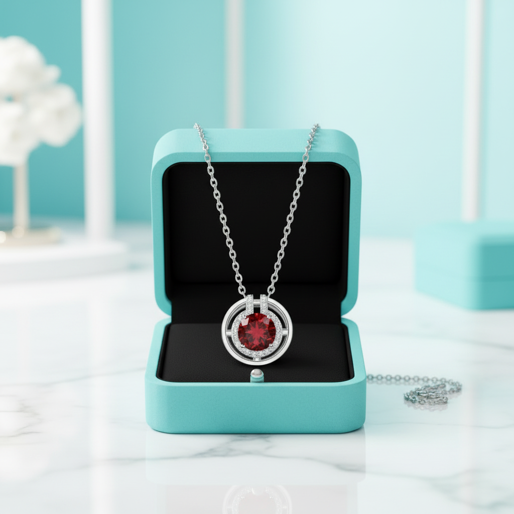 1.0 Ct Ruby Round Cut Elegant Necklace-Evani Jewelry