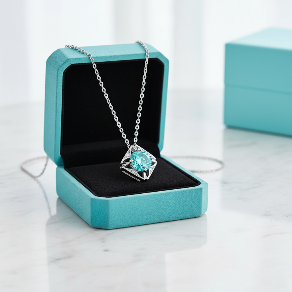 1.0 Ct Turquoise Classic Pendant Necklace-Evani Jewelry