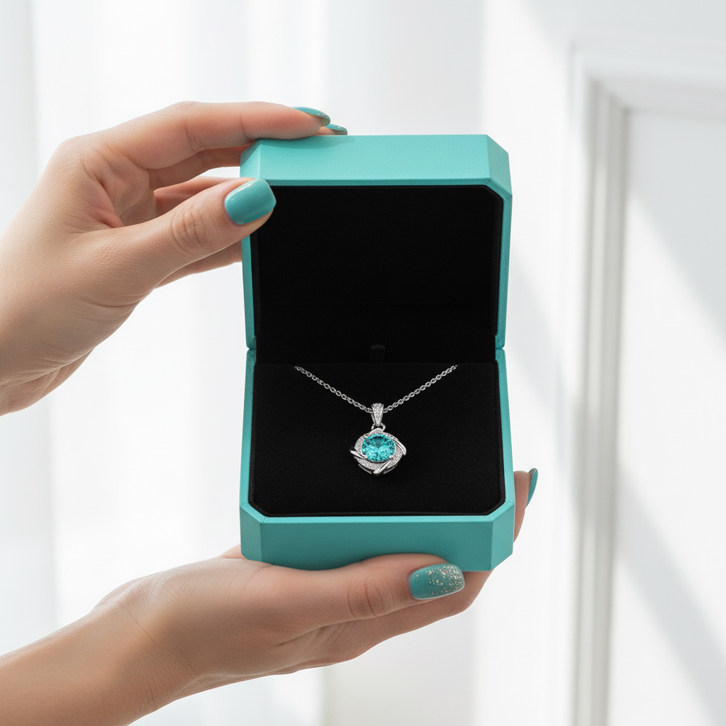 1.0 Ct Turquoise Clavicle Pendant Necklace - Evani Naomi Jewelry