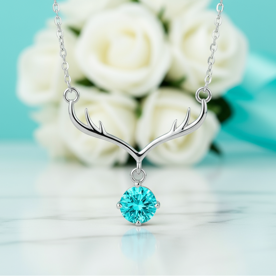 1.0 Ct Turquoise Deer Pendant Necklace-Evani Jewelry