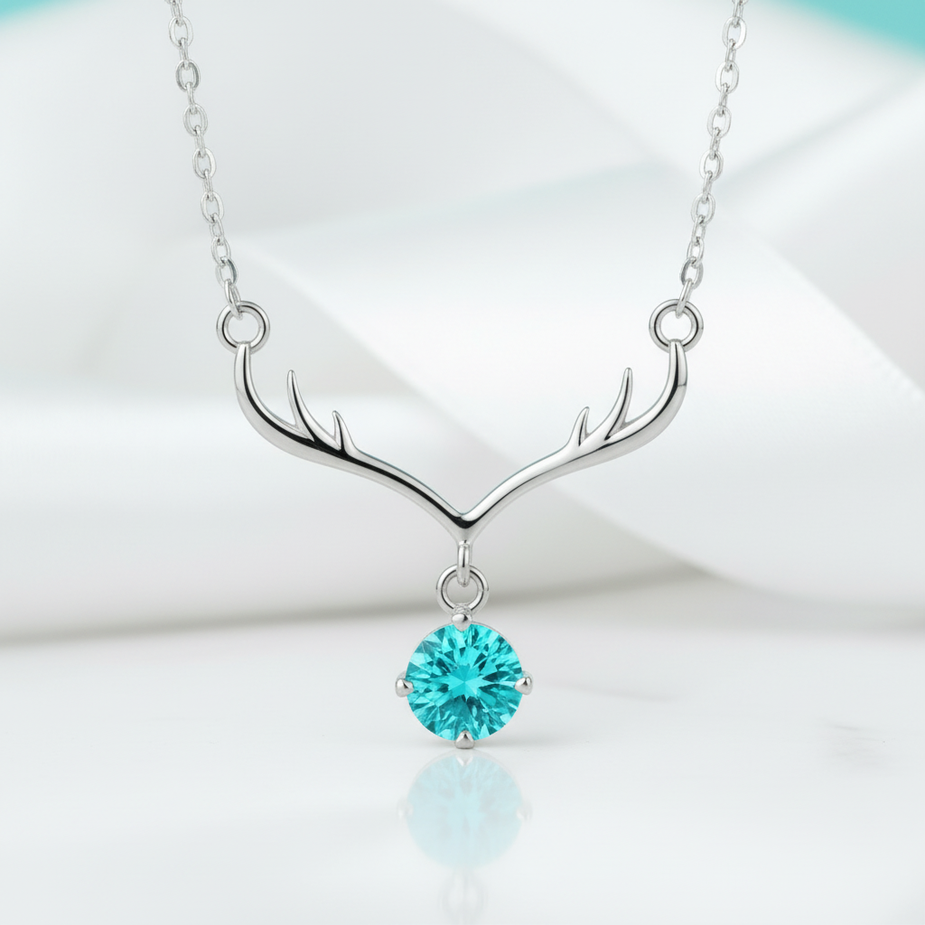 1.0 Ct Turquoise Deer Pendant Necklace