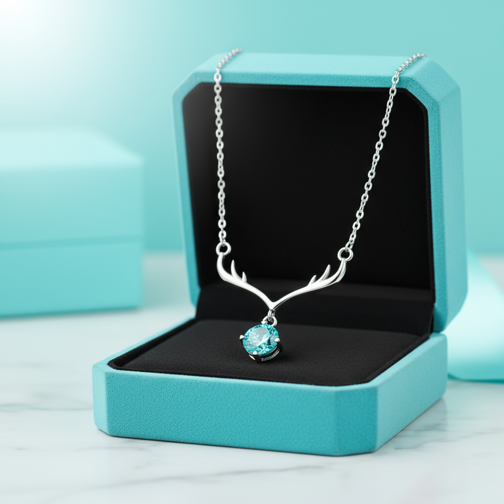 1.0 Ct Turquoise Deer Pendant Necklace-Evani Jewelry
