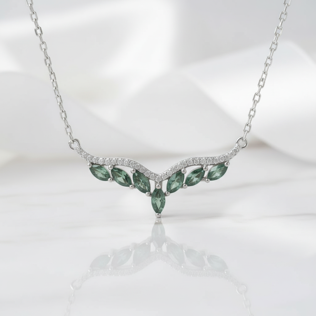 Ever-Flowing Heart- Leaf Jewelry Natural Moss Agate Necklace