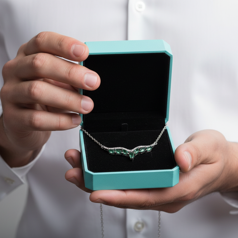 Ever-Flowing Heart- Leaf Jewelry Natural Moss Agate Necklace