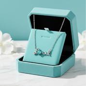 1.0 Ct Turquoise Round Cut Love Necklace-Evani Jewelry