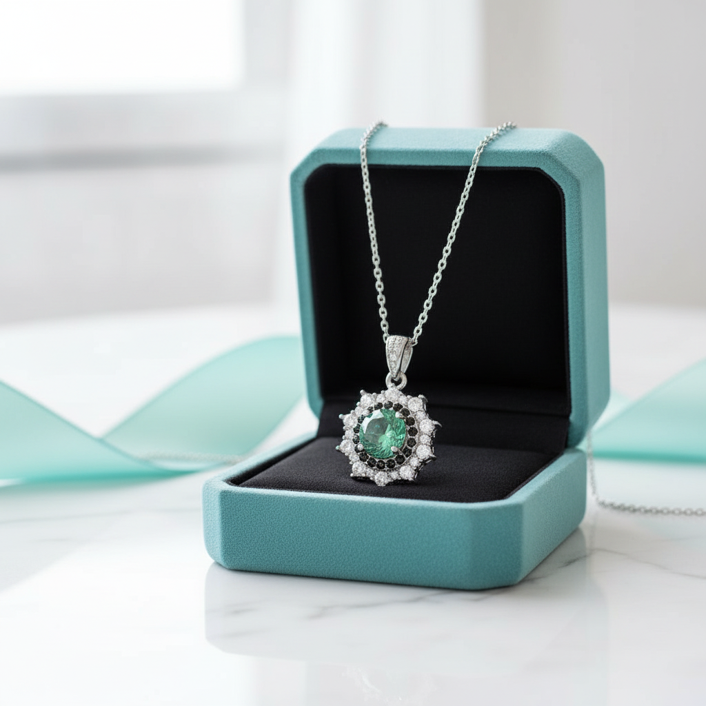 Roots of Our Love- Flower Pendant Natural Gemstone Moss Agate Necklace