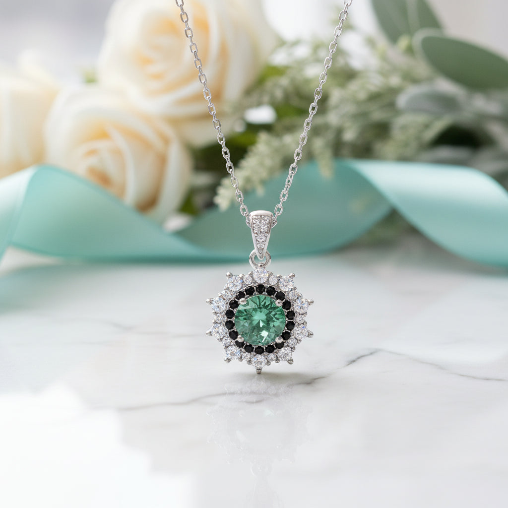 Roots of Our Love- Flower Pendant Natural Gemstone Moss Agate Necklace-Evani Jewelry
