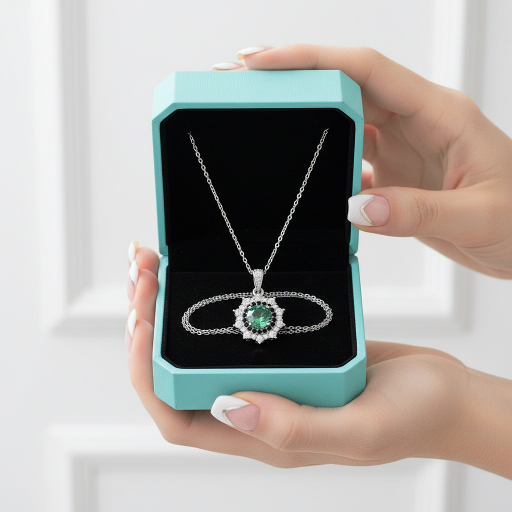 Roots of Our Love- Flower Pendant Natural Gemstone Moss Agate Necklace