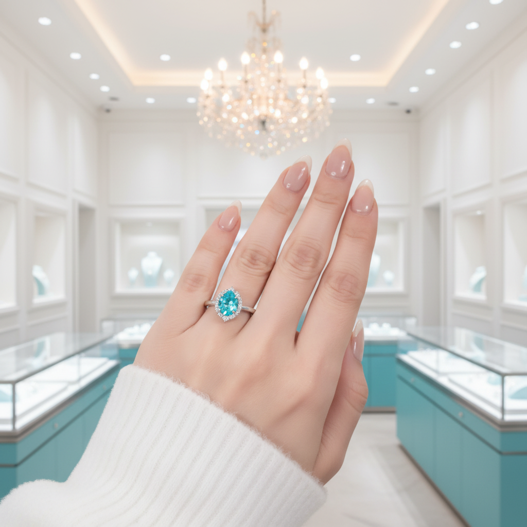 Round Cut 2.0 Ct Turquoise Diamond Classic Engagement Ring-Evani Jewelry