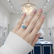 1.0 Ct Round Cut Aquamarine Heart Style Engagement Ring-Evani Jewelry