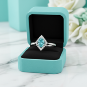 2.0 Ct Oval Cut Aquamarine With Princess Accents Engagement Ring-Evani Jewelry