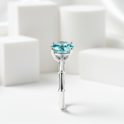 3.0 Ct Round Cut Aquamarine Solitaire Engagement Ring-Evani Jewelry